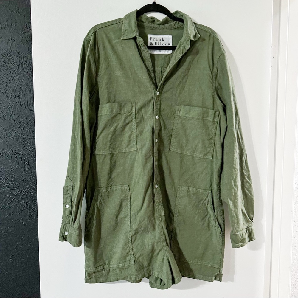 Frank & Eileen Ireland Long-Sleeve Playsuit Italian Performance Linen Size XL - Picture 2 of 8